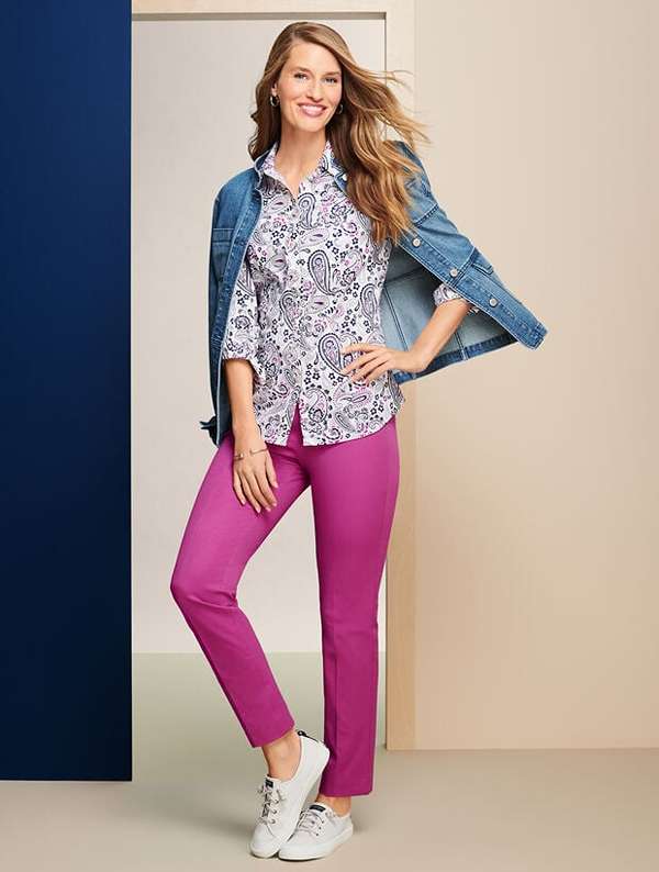 Fashionable Woman in Talbots Attire